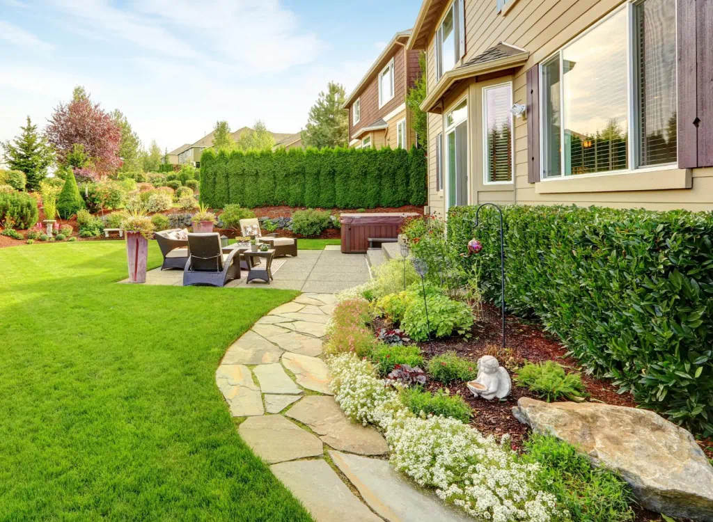 landscape installation in a patio house